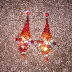 Large red ombré earrings